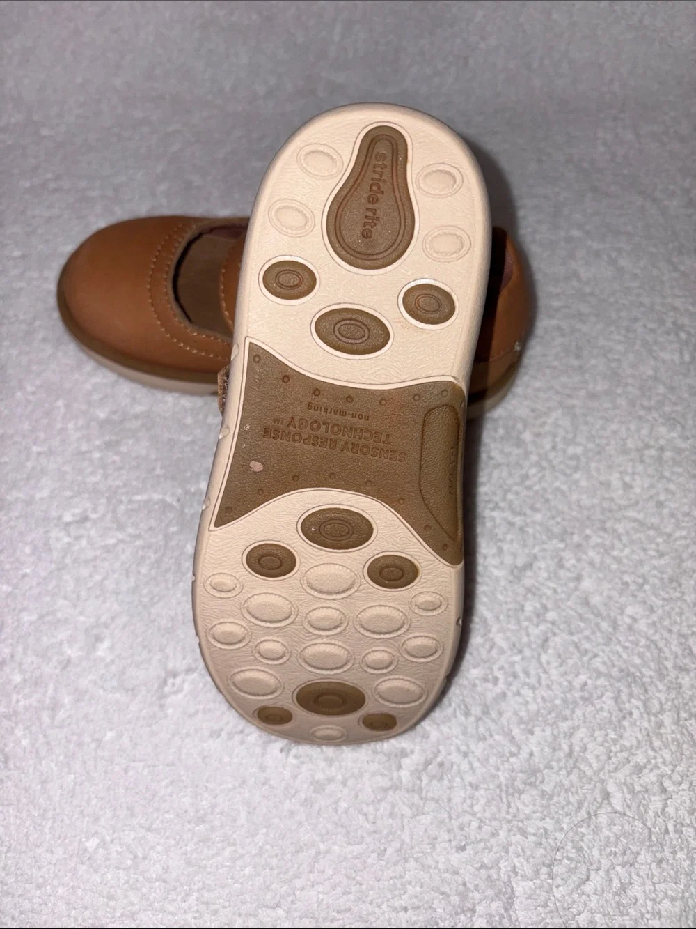 Stride rite Toddler Double-Strap Tan Leather Mary Jane coraline Shoes girls 8.5